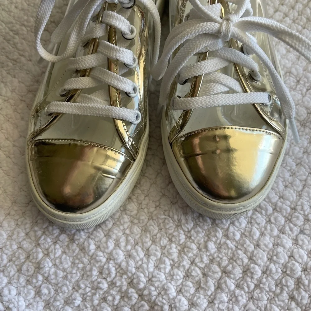 Here/now Jess platform clear and gold sneakers
